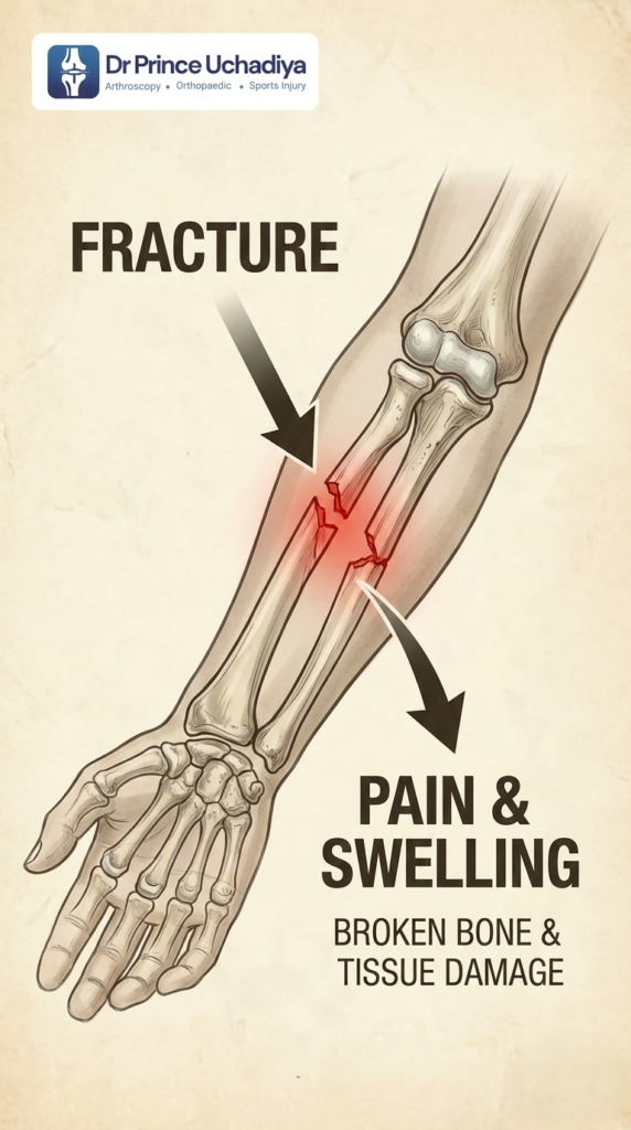 Bone fracture treatment image representing care by a bone fracture specialist in Indore