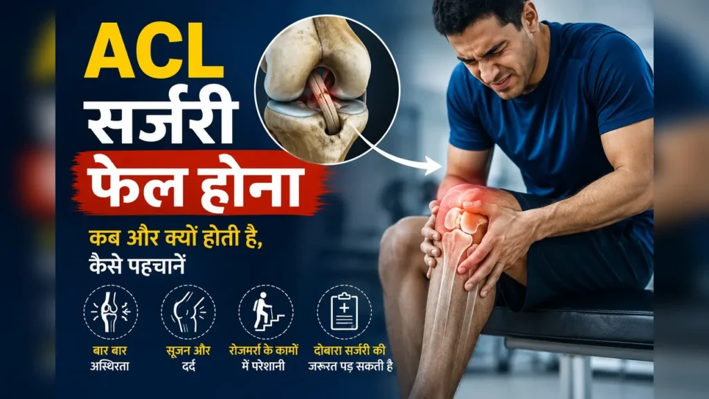 ACL सर्जरी फेल होना के बाद घुटने की जांच करता मरीज सीढ़ी पर